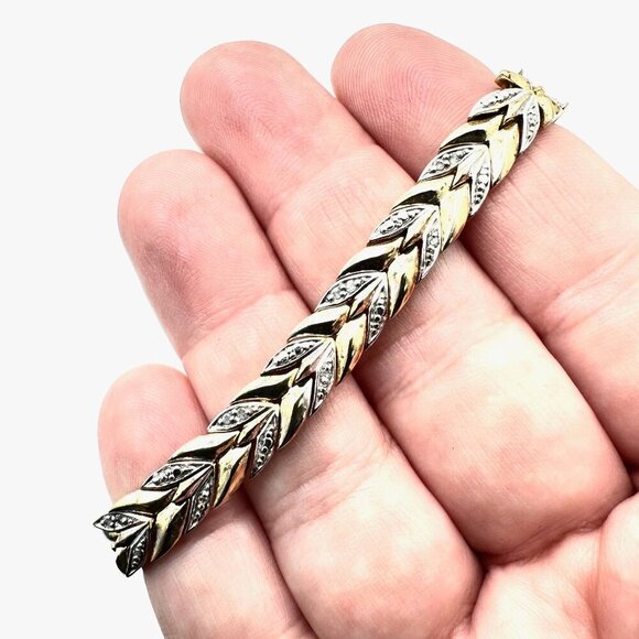 Womens Gold Over Sterling Silver 1/8 ct tw Diamond Tennis Bracelet 7 Inch - Picture 1 of 8